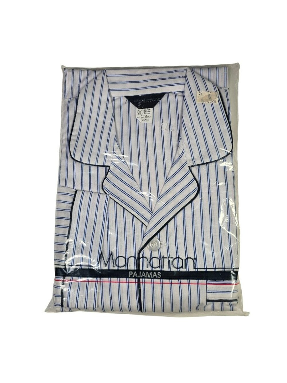 Manhattan Vintage NWT Pajama Set Shirt & Pants Men's Size XL Blue & White Stripe